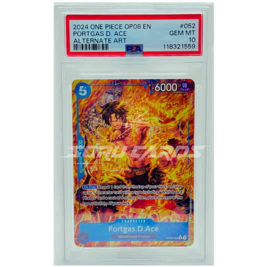 Portgas D. Ace OP08-052 R Alternate Art – PSA 10 – EN