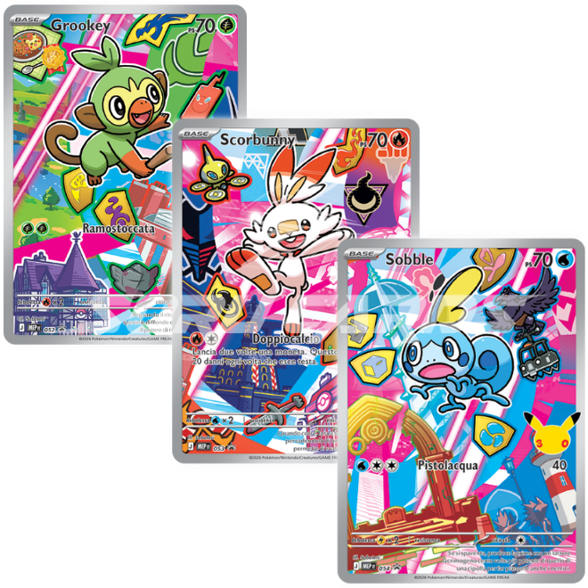 Pokemon Trio Carte Promo Starter Galar ITA – 30° Anniversario – Primi Compagni di Avventura Serie 2