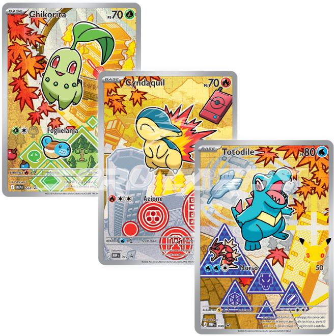 Pokemon Trio Carte Promo Starter Johto ITA – 30° Anniversario – Primi Compagni di Avventura Serie 2