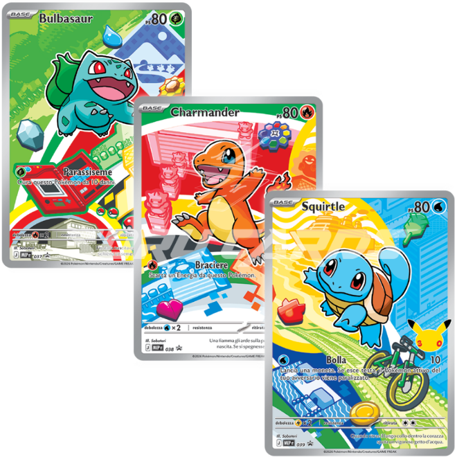 Pokemon Trio Carte Promo Starter Kanto ITA – 30° Anniversario – Primi Compagni di Avventura Serie 1